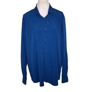 MOVE Performance By Quieti Mens XL Shirt Blue Plaid Check LS Stretch Wicking